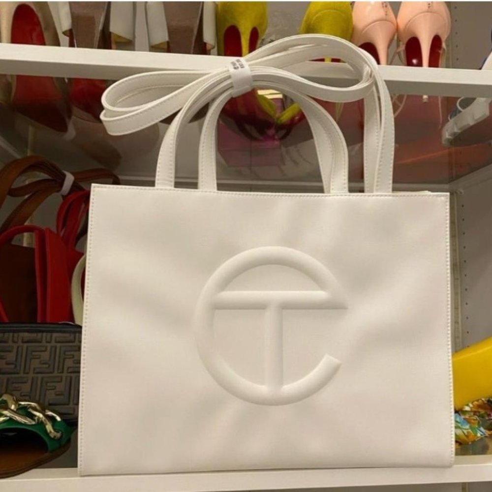 Telfar Medium White Shopping Bag-1